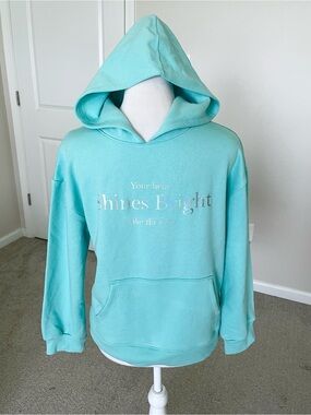 NWT Cat & Jack Aqua Your Heart Shines Bright Like The Sun Fleece Hoodie XL/14